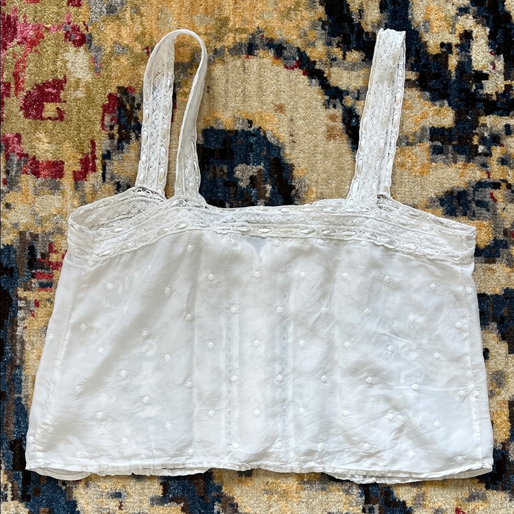 LoveShackFancy Ivory Lace-Trim Button Front Top - Picture 5 of 6